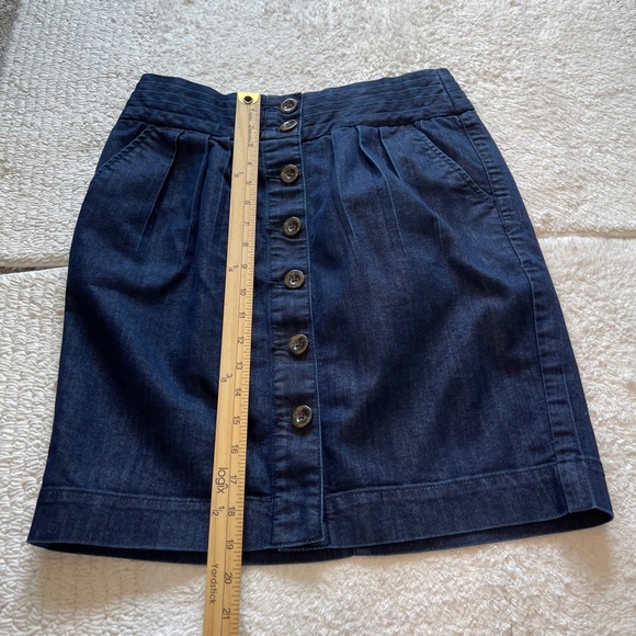 Pilcro and the Letterpress Denim Mini Skirt Size 6 Button Front Pockets Blue - Picture 10 of 10